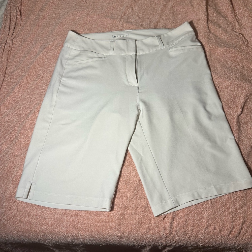 Adidas White Golf Shorts Tailored Cotton Blend